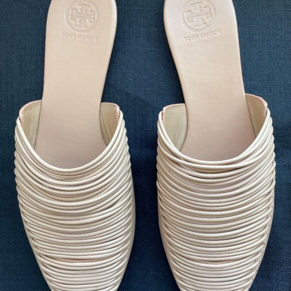 Tory Burch Nude Woven Leather Mule Flats Size 8 | Pointed Toe | Women’s - Picture 4 of 4